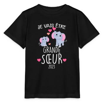 Grande soeur 2023 Annonce Petite Soeur - T-shirt bio MINI CREATOR Stanley/Stella Enfant - noir - Devant - Mikhail (115cm)