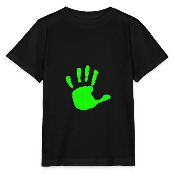 Grüner Handabdruck - Stanley/Stella Kinder T-Shirt MINI CREATOR  - Schwarz - Vorne - Mikhail (115cm)