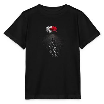 Rot weiße Blume bricht durch den Asphalt Straße - Stanley/Stella Kinder T-Shirt MINI CREATOR  - Schwarz - Vorne - Mikhail (115cm)