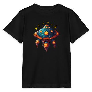 Imaginative Spaceship Flying Saucer - Stanley/Stella MINI CREATOR Kids’ T-Shirt - black - Front - Mikhail (115cm)