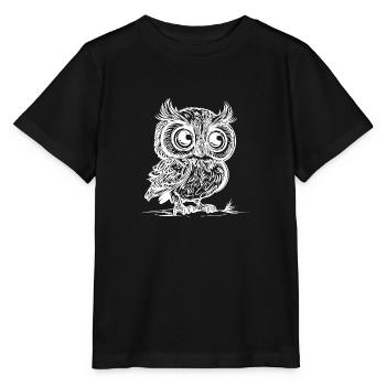 Kleiner Kauz - Süsse vintage Eule - Stanley/Stella Kinder T-Shirt MINI CREATOR  - Schwarz - Vorne - Mikhail (115cm)