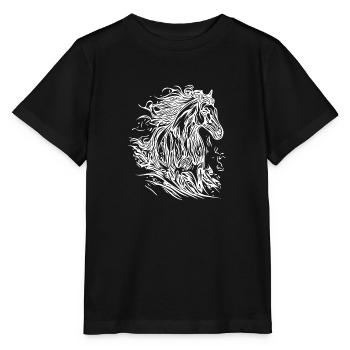 Etalon au galop avec crinière élégante dans le vent - T-shirt bio MINI CREATOR Stanley/Stella Enfant - noir - Devant - Mikhail (115cm)
