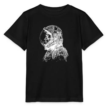 Vintager Kosmonaut mit geschlossenem Helm - Stanley/Stella Kinder T-Shirt MINI CREATOR  - Schwarz - Vorne - Mikhail (115cm)