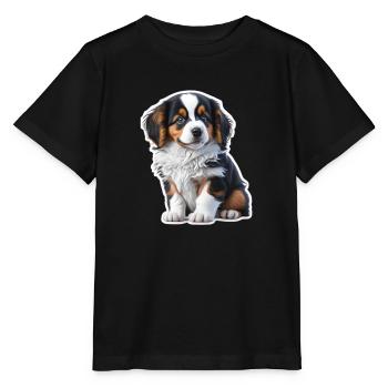 chiot mignon / chiot Berger australien - T-shirt bio MINI CREATOR Stanley/Stella Enfant - noir - Devant - Mikhail (115cm)