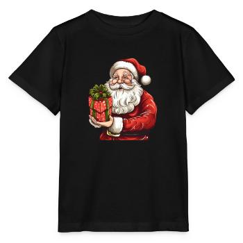 Knuffiger Weihnachtsmann mit Weihnachtsgeschenk - Stanley/Stella Kinder T-Shirt MINI CREATOR  - Schwarz - Vorne - Mikhail (115cm)