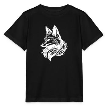 Eleganter schlauer Fuchs in Tattoo Tinte - Stanley/Stella Kinder T-Shirt MINI CREATOR  - Schwarz - Vorne - Mikhail (115cm)