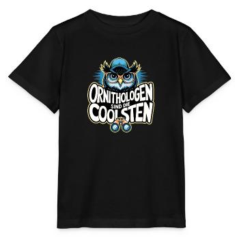 Ornithologen sind die Coolsten lustige Eule - Stanley/Stella Kinder T-Shirt MINI CREATOR  - Schwarz - Vorne - Mikhail (115cm)