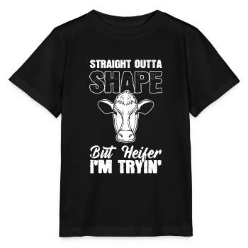 Straight Outta Shape But Heifer, I'm Tryin' Vieh - Stanley/Stella Kinder T-Shirt MINI CREATOR  - Schwarz - Vorne - Mikhail (115cm)