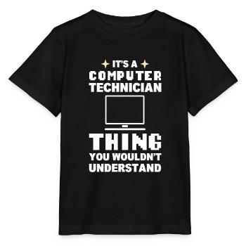 Lustiger Computerfreak Computertechniker - Stanley/Stella Kinder T-Shirt MINI CREATOR  - Schwarz - Vorne - Mikhail (115cm)