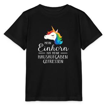 Mein Einhorn Hat Meine Hausaufgaben Gefressen - Stanley/Stella Kinder T-Shirt MINI CREATOR  - Schwarz - Vorne - Mikhail (115cm)