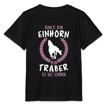 Mein Traber ist viel Schöner Pferd Reiter Geschenk - Stanley/Stella Kinder T-Shirt MINI CREATOR  - Schwarz - Vorne - Mikhail (115cm)