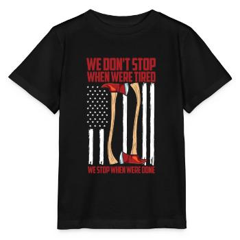 Fireman - Firefighter Motto American - Station - Stanley/Stella Kinder T-Shirt MINI CREATOR  - Schwarz - Vorne - Mikhail (115cm)
