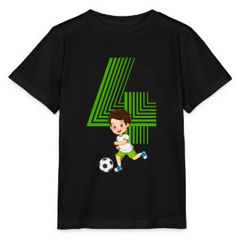 Junge 4 Jahre alt Fussballer 4. Geburtstag - Stanley/Stella Kinder T-Shirt MINI CREATOR  - Schwarz - Vorne - Mikhail (115cm)