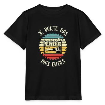 je prête pas mes outils - T-shirt bio MINI CREATOR Stanley/Stella Enfant - noir - Devant - Mikhail (115cm)