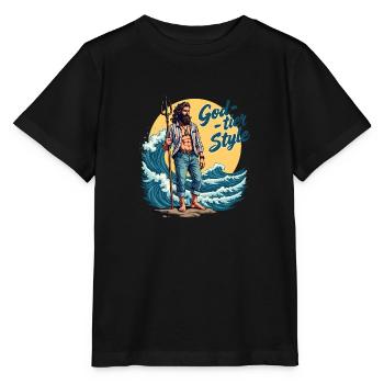 God Tier Style - Hipster Poseidon - Stanley/Stella MINI CREATOR Kids’ T-Shirt - black - Front - Mikhail (115cm)