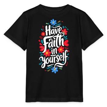 Selbstvertrauen Mut Blumen Ornament Neuanfang - Stanley/Stella Kinder T-Shirt MINI CREATOR  - Schwarz - Vorne - Mikhail (115cm)