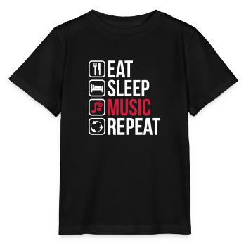 Eat Sleep Music Repeat - Stanley/Stella Kinder T-Shirt MINI CREATOR  - Schwarz - Vorne - Mikhail (115cm)