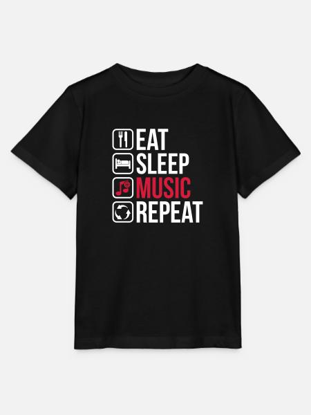 Eat Sleep Music Repeat - Stanley/Stella Kinder T-Shirt MINI CREATOR  - Schwarz
