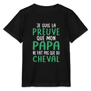 Mon papa ne fait pas que du cheval - T-shirt bio MINI CREATOR Stanley/Stella Enfant - noir - Devant - Mikhail (115cm)