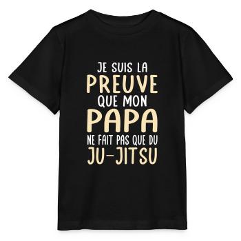 Mon papa ne fait pas que du ju-jitsu - T-shirt bio MINI CREATOR Stanley/Stella Enfant - noir - Devant - Mikhail (115cm)