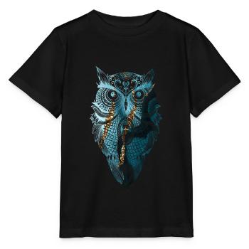 EULE MANDALA UHU - Stanley/Stella Kinder T-Shirt MINI CREATOR  - Schwarz - Vorne - Mikhail (115cm)