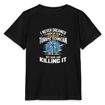 Wind turbine mechanics - Stanley/Stella MINI CREATOR Kids’ T-Shirt - black - Front - Mikhail (115cm)