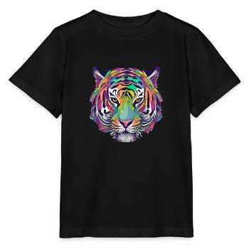Tiger Kopf Graphic Tee Illustration Art Comic - Stanley/Stella Kinder T-Shirt MINI CREATOR  - Schwarz - Vorne - Mikhail (115cm)