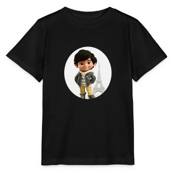 EIFFELTURM - Lächelnder Junge - Tourist - Stanley/Stella Kinder T-Shirt MINI CREATOR  - Schwarz - Vorne - Mikhail (115cm)