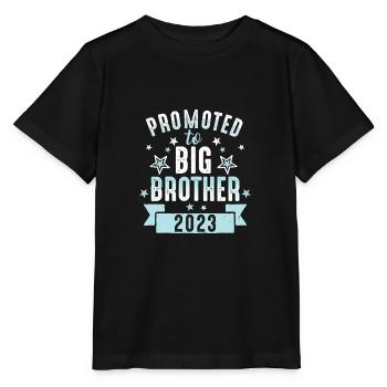 Befördert zum Großen Bruder 2023 - Schwangerschaft - Stanley/Stella Kinder T-Shirt MINI CREATOR  - Schwarz - Vorne - Mikhail (115cm)