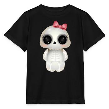 cute skull with pink bow - Stanley/Stella MINI CREATOR Kids’ T-Shirt - black - Front - Mikhail (115cm)