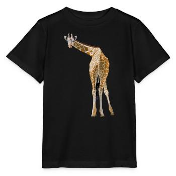 Girafe salue depuis la savane - T-shirt bio MINI CREATOR Stanley/Stella Enfant - noir - Devant - Mikhail (115cm)