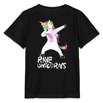 Logo Rave Unicorns White Text - Stanley/Stella MINI CREATOR Kids’ T-Shirt - black - Front - Mikhail (115cm)