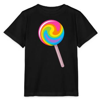 Colourful spiral lollipop in rainbow colours - Stanley/Stella MINI CREATOR Kids’ T-Shirt - black - Front - Mikhail (115cm)