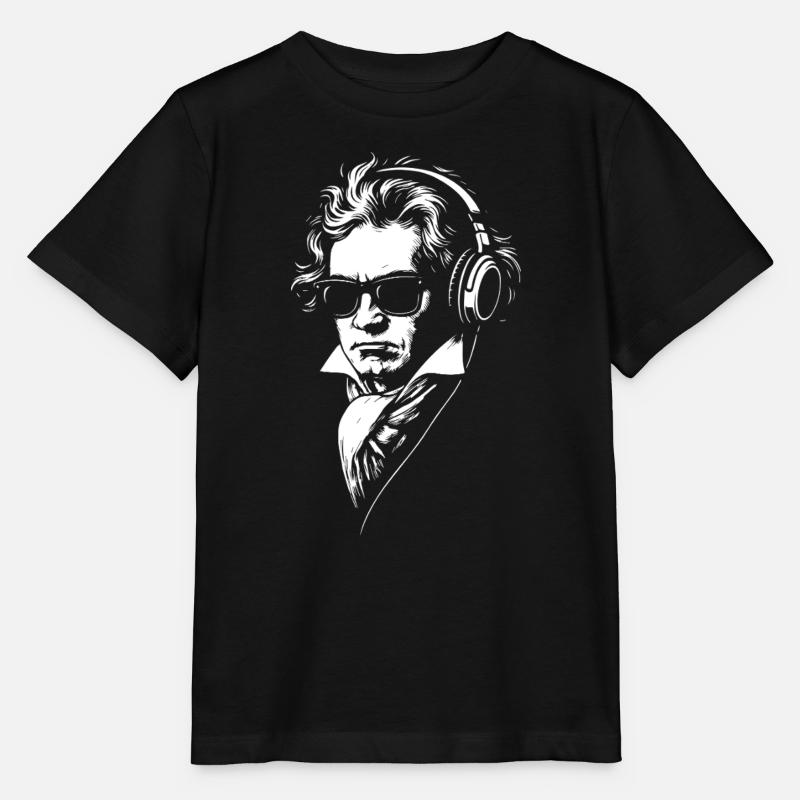 Rétro DJ Beethoven visage Portrait - T-shirt bio MINI CREATOR Stanley/Stella Enfant - noir