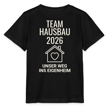 Team Hausbau - Stanley/Stella Kinder T-Shirt MINI CREATOR  - Schwarz - Vorne - Mikhail (115cm)