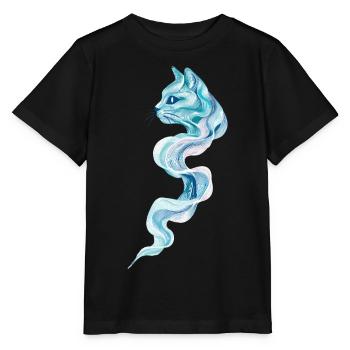 Liquid Flow Wave Cat Abstrakte Kunst Minimalismus - Stanley/Stella Kinder T-Shirt MINI CREATOR  - Schwarz - Vorne - Mikhail (115cm)