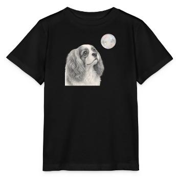 Motif rétro du chien Cavalier King Charles Spaniel - T-shirt bio MINI CREATOR Stanley/Stella Enfant - noir - Devant - Mikhail (115cm)