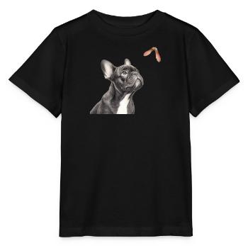 French Bulldog Nature Motif Gift - Stanley/Stella MINI CREATOR Kids’ T-Shirt - black - Front - Mikhail (115cm)