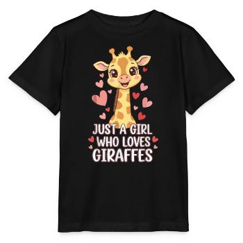 Mädchen liebt Giraffen Herzen - Stanley/Stella Kinder T-Shirt MINI CREATOR  - Schwarz - Vorne - Mikhail (115cm)