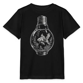 Glühbirnen-Goldfisch-Terrarium - Stanley/Stella Kinder T-Shirt MINI CREATOR  - Schwarz - Vorne - Mikhail (115cm)