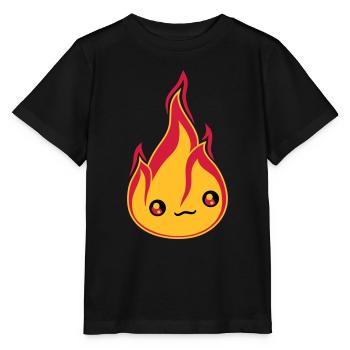 gesicht suess niedlich klein comic cartoon feuer f - Stanley/Stella Kinder T-Shirt MINI CREATOR  - Schwarz - Vorne - Mikhail (115cm)