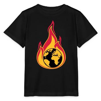 erde on fire planet heimat klimawandel globale erw - Stanley/Stella Kinder T-Shirt MINI CREATOR  - Schwarz - Vorne - Mikhail (115cm)