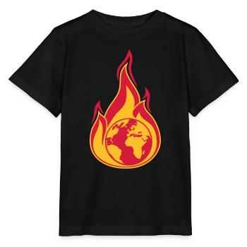 planet erde on fire heimat klimawandel globale erw - Stanley/Stella Kinder T-Shirt MINI CREATOR  - Schwarz - Vorne - Mikhail (115cm)