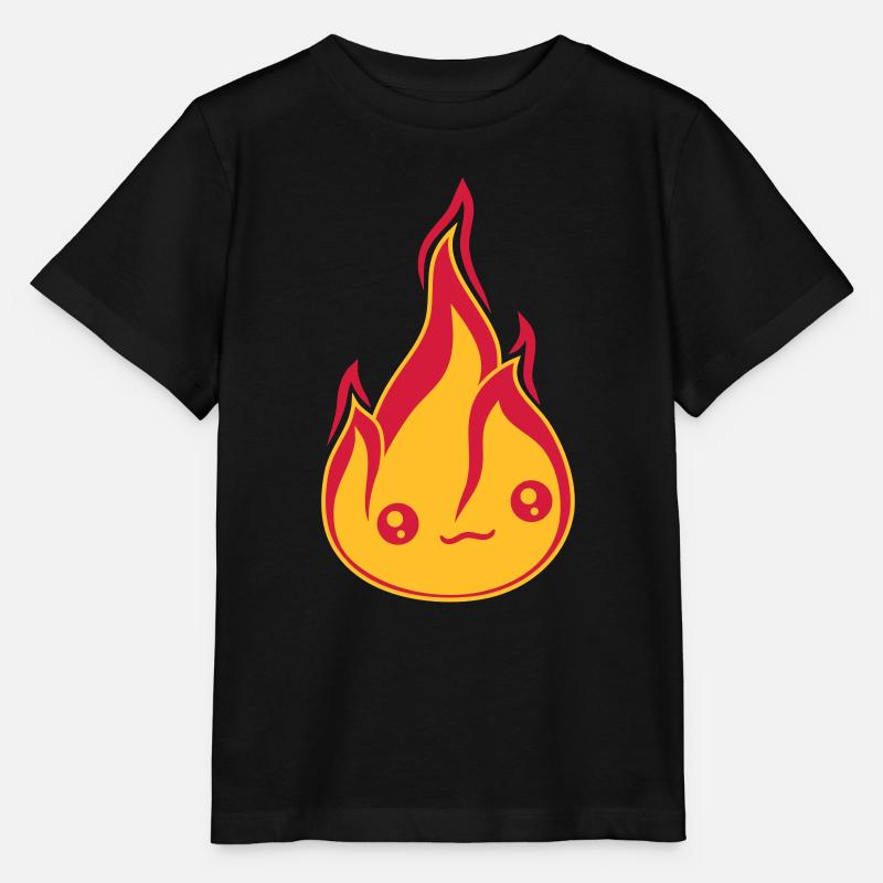 joli visage mignon petit dessin animé feu de dessin animé f - T-shirt bio MINI CREATOR Stanley/Stella Enfant - noir