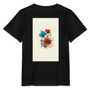 Mohnblumen - Stanley/Stella Kinder T-Shirt MINI CREATOR  - Schwarz - Vorne - Mikhail (115cm)