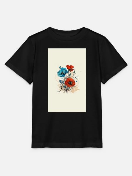 Coquelicots - T-shirt bio MINI CREATOR Stanley/Stella Enfant - noir