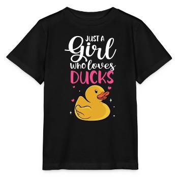 Duckie Duckling Women Just A Girl Who Loves Rubber - Stanley/Stella Kinder T-Shirt MINI CREATOR  - Schwarz - Vorne - Mikhail (115cm)