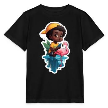 Jeune flamant rose Fan ami cadeau - T-shirt bio MINI CREATOR Stanley/Stella Enfant - noir - Devant - Mikhail (115cm)
