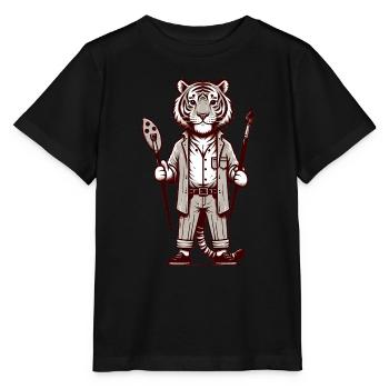 Cute Tiger Artist - Stanley/Stella MINI CREATOR Kids’ T-Shirt - black - Front - Mikhail (115cm)