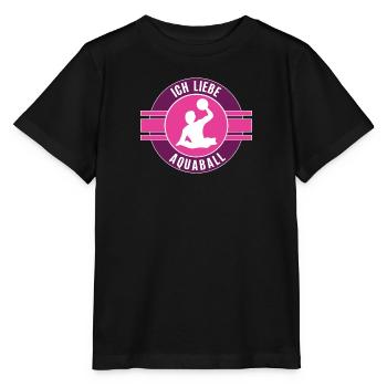 Aquaball Team Mannschaft Spielerin Wasserball - Stanley/Stella Kinder T-Shirt MINI CREATOR  - Schwarz - Vorne - Mikhail (115cm)